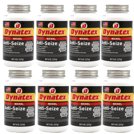 Dynatex Nickel Anti-Seize 8 oz Can - Heavy-Duty, No Sulfur Lead Copper Halogens, Protects Against Extreme Heat Corrosion Acidic Environments (8-Pack)