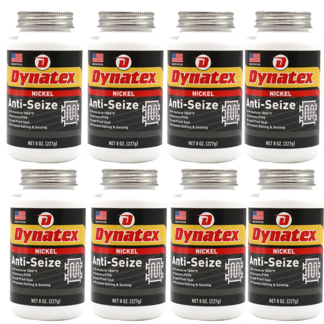 Dynatex Nickel Anti-Seize 8 oz Can - Heavy-Duty, No Sulfur Lead Copper Halogens, Protects Against Extreme Heat Corrosion Acidic Environments (8-Pack)