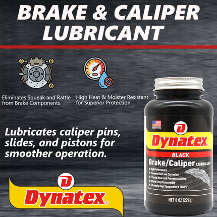Dynatex Brake & Caliper Lubricant 8 oz Tub - High-Temp Bentone Grease, Graphite Fortified, Anti-Seize & EP Protection, Rust & Corrosion Resistant (10-Pack)