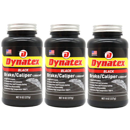 Dynatex Brake & Caliper Lubricant 8 oz Tub - High-Temp Bentone Grease, Graphite Fortified, Anti-Seize & EP Protection, Rust & Corrosion Resistant (3-Pack)