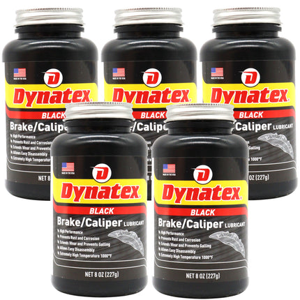 Dynatex Brake & Caliper Lubricant 8 oz Tub - High-Temp Bentone Grease, Graphite Fortified, Anti-Seize & EP Protection, Rust & Corrosion Resistant (5-Pack)