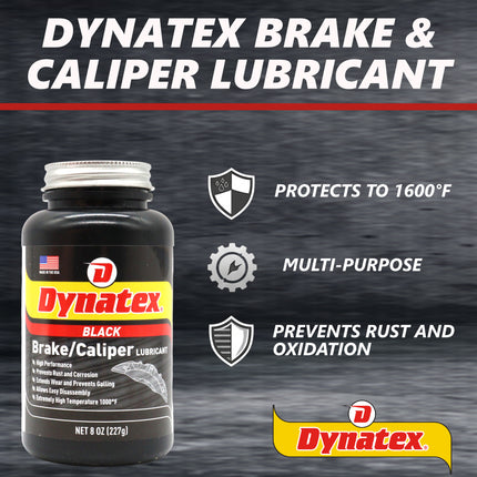 Dynatex Brake & Caliper Lubricant 8 oz Tub - High-Temp Bentone Grease, Graphite Fortified, Anti-Seize & EP Protection, Rust & Corrosion Resistant (6-Pack)
