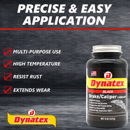 Dynatex Brake & Caliper Lubricant 8 oz Tub - High-Temp Bentone Grease, Graphite Fortified, Anti-Seize & EP Protection, Rust & Corrosion Resistant (6-Pack)