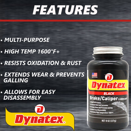 Dynatex Brake & Caliper Lubricant 8 oz Tub - High-Temp Bentone Grease, Graphite Fortified, Anti-Seize & EP Protection, Rust & Corrosion Resistant (8-Pack)