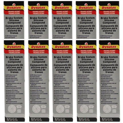 Dynatex Brake System Silicone Compound 5.3 oz Tube - Pure Silicone, No Petroleum, -40 Degrees F to 500 Degrees F, Stops Squeal Protects Rubber, Moisture Resistant (10-Pack)