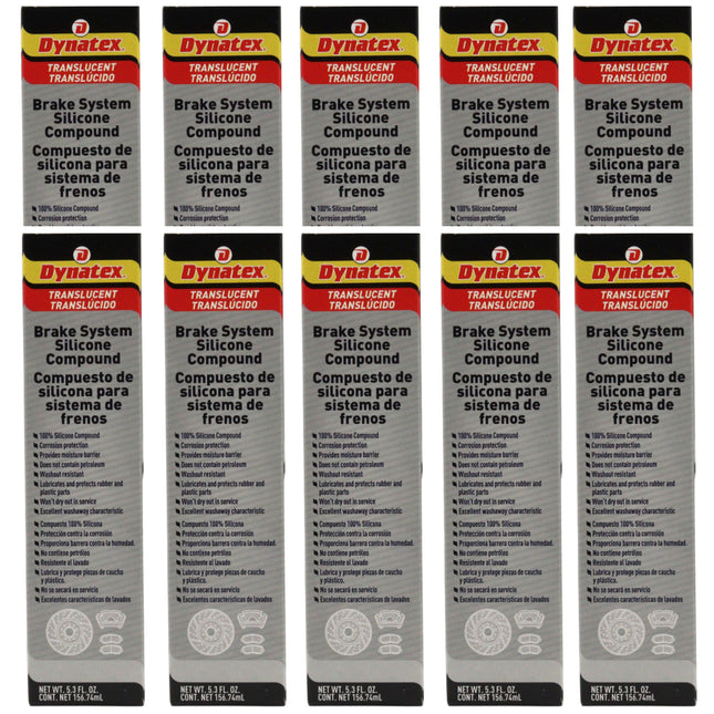 Dynatex Brake System Silicone Compound 5.3 oz Tube - Pure Silicone, No Petroleum, -40 Degrees F to 500 Degrees F, Stops Squeal Protects Rubber, Moisture Resistant (10-Pack)