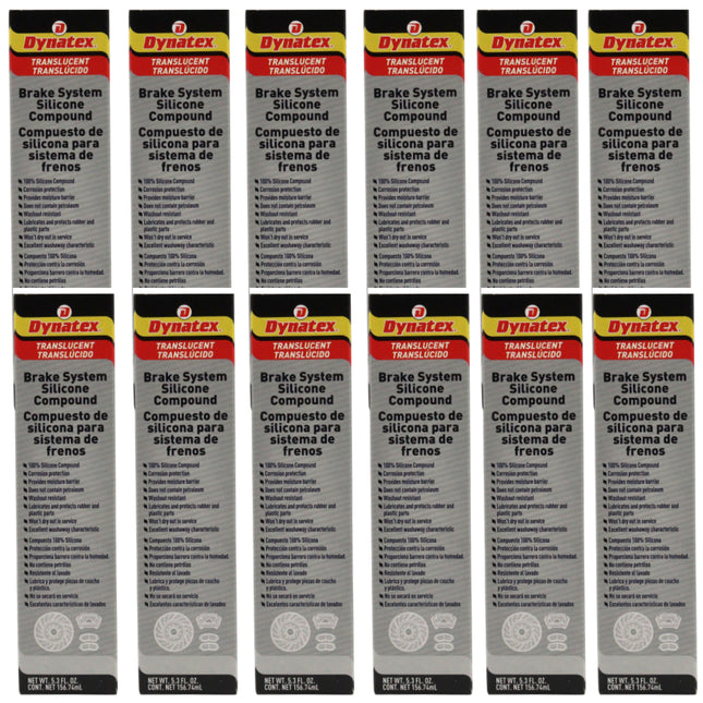 Dynatex Brake System Silicone Compound 5.3 oz Tube - Pure Silicone, No Petroleum, -40 Degrees F to 500 Degrees F, Stops Squeal Protects Rubber, Moisture Resistant (12-Pack)