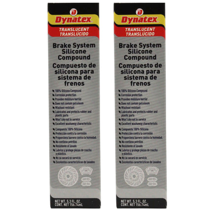 Dynatex Brake System Silicone Compound 5.3 oz Tube - Pure Silicone, No Petroleum, -40 Degrees F to 500 Degrees F, Stops Squeal Protects Rubber, Moisture Resistant (2-Pack)