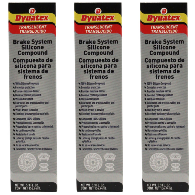 Dynatex Brake System Silicone Compound 5.3 oz Tube - Pure Silicone, No Petroleum, -40 Degrees F to 500 Degrees F, Stops Squeal Protects Rubber, Moisture Resistant (3-Pack)