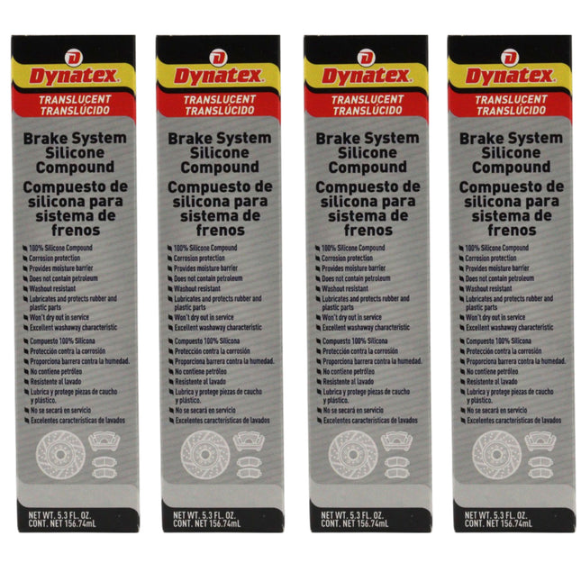 Dynatex Brake System Silicone Compound 5.3 oz Tube - Pure Silicone, No Petroleum, -40 Degrees F to 500 Degrees F, Stops Squeal Protects Rubber, Moisture Resistant (4-Pack)