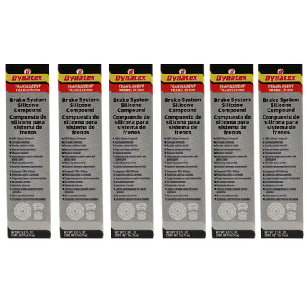 Dynatex Brake System Silicone Compound 5.3 oz Tube - Pure Silicone, No Petroleum, -40 Degrees F to 500 Degrees F, Stops Squeal Protects Rubber, Moisture Resistant (6-Pack)