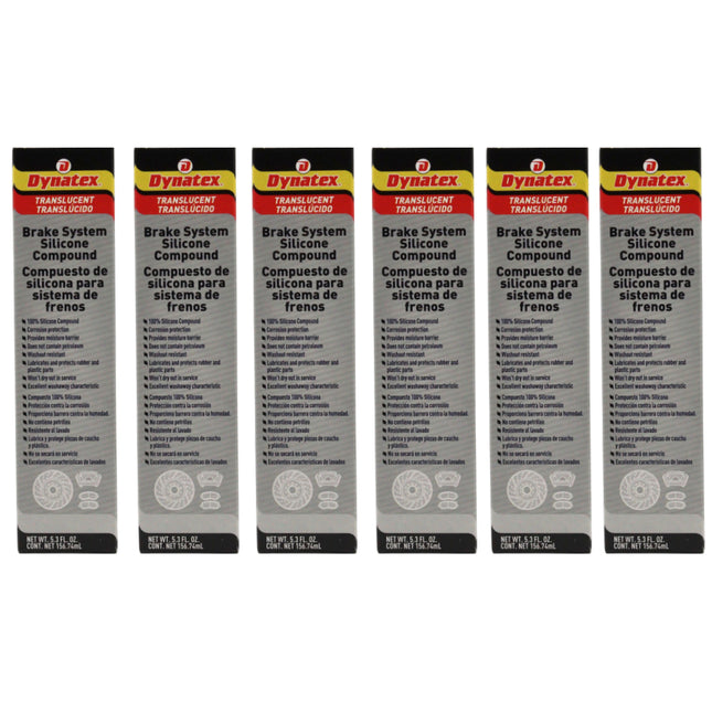 Dynatex Brake System Silicone Compound 5.3 oz Tube - Pure Silicone, No Petroleum, -40 Degrees F to 500 Degrees F, Stops Squeal Protects Rubber, Moisture Resistant (6-Pack)