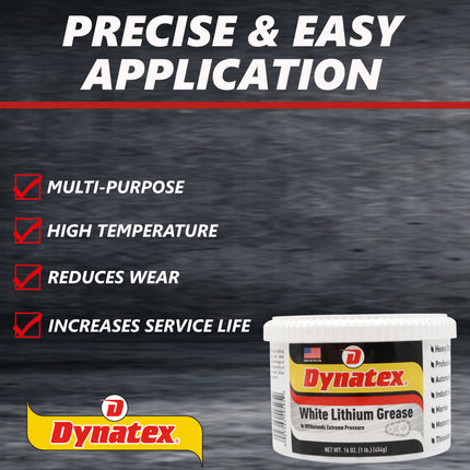 Dynatex White Lithium Grease 16 oz Tub - Multi-Purpose Lubricant for Automotive, Garage Doors, Hinges, Chains, Latches (3-Pack)