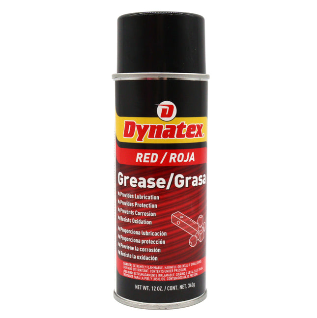 Dynatex Red Grease 12 oz Aerosol Can - Multi-Purpose, Extreme Pressure, 0 Degrees F to 400 Degrees F, Water Resistant, For Bearings Hinges Hitches Fifth Wheels (Single)