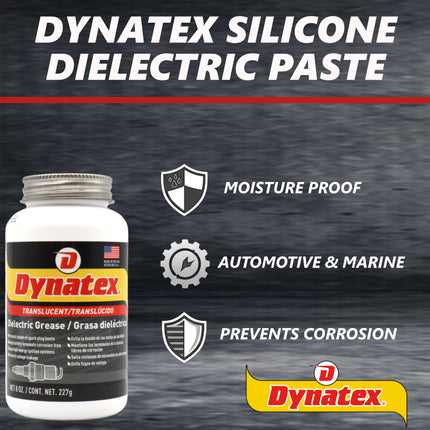 Dynatex Silicone Dielectric Paste 8 oz Tube - High Temp Vacuum & Water Resistant, Protects Electrical Connections, Non-Hardening (3-Pack)