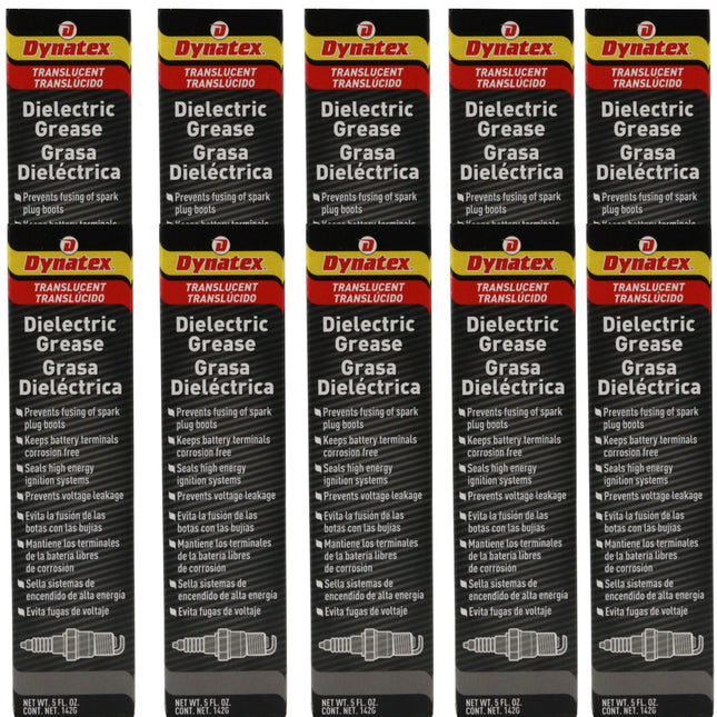 Dynatex Dielectric Grease 5 oz Tube - Silicone-Based, High Temp Vacuum & Water Resistant, Protects Electrical Connections, Non-Hardening (10-Pack)