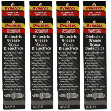 Dynatex Dielectric Grease 5 oz Tube - Silicone-Based, High Temp Vacuum & Water Resistant, Protects Electrical Connections, Non-Hardening (8-Pack)