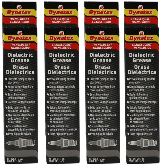 Dynatex Dielectric Grease 5 oz Tube - Silicone-Based, High Temp Vacuum & Water Resistant, Protects Electrical Connections, Non-Hardening (8-Pack)