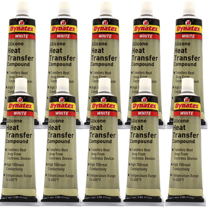 Dynatex Silicone Heat Transfer Compound 5 oz Tube - High Thermal Conductivity, Low Bleed, High Temp Stability, Non-Hardening (10-Pack)