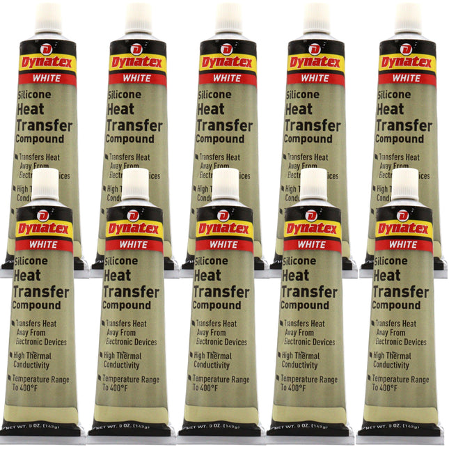 Dynatex Silicone Heat Transfer Compound 5 oz Tube - High Thermal Conductivity, Low Bleed, High Temp Stability, Non-Hardening (10-Pack)