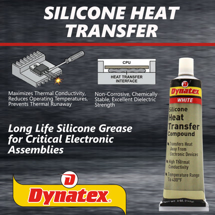 Dynatex Silicone Heat Transfer Compound 5 oz Tube - High Thermal Conductivity, Low Bleed, High Temp Stability, Non-Hardening (10-Pack)