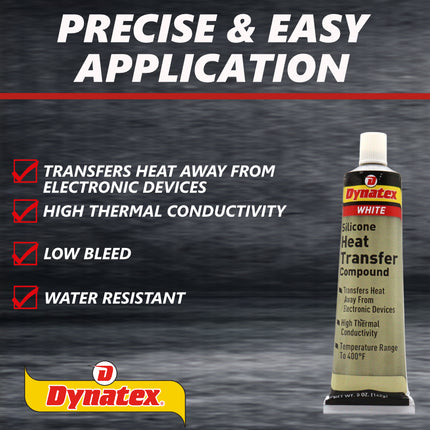 Dynatex Silicone Heat Transfer Compound 5 oz Tube - High Thermal Conductivity, Low Bleed, High Temp Stability, Non-Hardening (10-Pack)