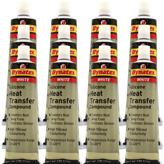 Dynatex Silicone Heat Transfer Compound 5 oz Tube - High Thermal Conductivity, Low Bleed, High Temp Stability, Non-Hardening (12-Pack)