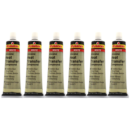 Dynatex Silicone Heat Transfer Compound 5 oz Tube - High Thermal Conductivity, Low Bleed, High Temp Stability, Non-Hardening (6-Pack)