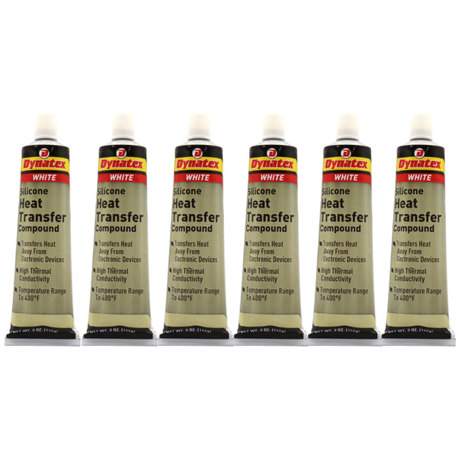 Dynatex Silicone Heat Transfer Compound 5 oz Tube - High Thermal Conductivity, Low Bleed, High Temp Stability, Non-Hardening (6-Pack)