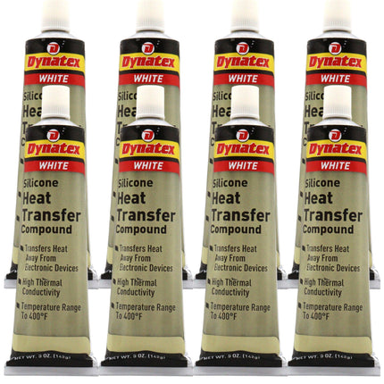 Dynatex Silicone Heat Transfer Compound 5 oz Tube - High Thermal Conductivity, Low Bleed, High Temp Stability, Non-Hardening (8-Pack)