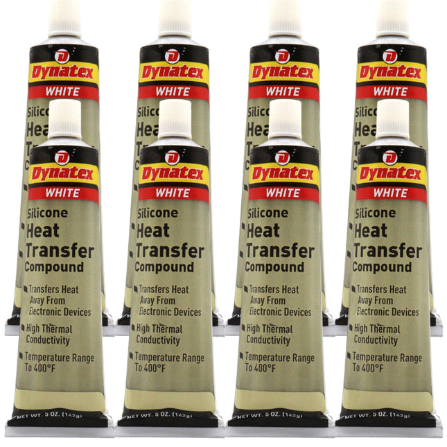 Dynatex Silicone Heat Transfer Compound 5 oz Tube - High Thermal Conductivity, Low Bleed, High Temp Stability, Non-Hardening (8-Pack)