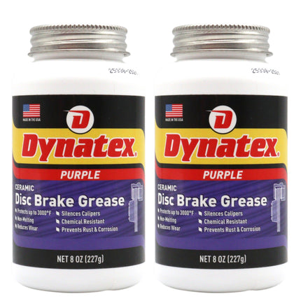 Dynatex Ceramic Disc Brake Grease 8 oz Tub - Synthetic High-Temp -40 Degrees F to 3000 Degrees F, EPDM Rubber Safe, Anti-Wear Anti-Corrosion Protection (2-Pack)