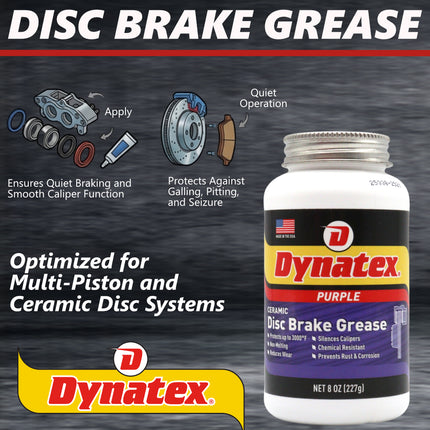 Dynatex Ceramic Disc Brake Grease 8 oz Tub - Synthetic High-Temp -40 Degrees F to 3000 Degrees F, EPDM Rubber Safe, Anti-Wear Anti-Corrosion Protection (2-Pack)