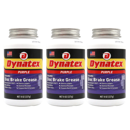 Dynatex Ceramic Disc Brake Grease 8 oz Tub - Synthetic High-Temp -40 Degrees F to 3000 Degrees F, EPDM Rubber Safe, Anti-Wear Anti-Corrosion Protection (3-Pack)
