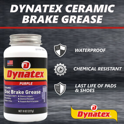 Dynatex Ceramic Disc Brake Grease 8 oz Tub - Synthetic High-Temp -40 Degrees F to 3000 Degrees F, EPDM Rubber Safe, Anti-Wear Anti-Corrosion Protection (3-Pack)