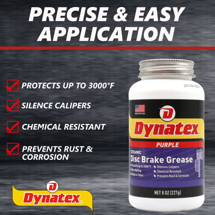 Dynatex Ceramic Disc Brake Grease 8 oz Tub - Synthetic High-Temp -40 Degrees F to 3000 Degrees F, EPDM Rubber Safe, Anti-Wear Anti-Corrosion Protection (3-Pack)