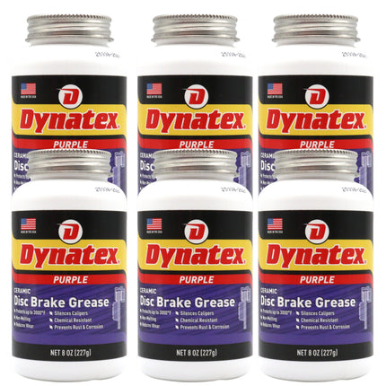 Dynatex Ceramic Disc Brake Grease 8 oz Tub - Synthetic High-Temp -40 Degrees F to 3000 Degrees F, EPDM Rubber Safe, Anti-Wear Anti-Corrosion Protection (6-Pack)