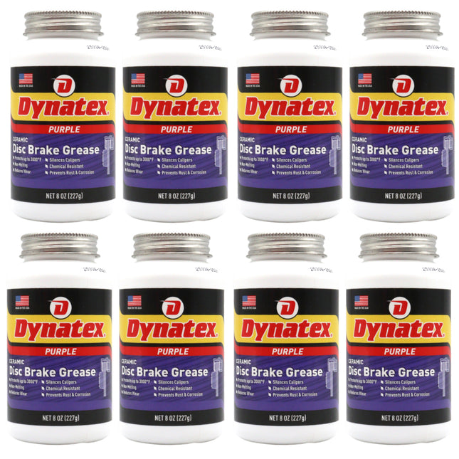 Dynatex Ceramic Disc Brake Grease 8 oz Tub - Synthetic High-Temp -40 Degrees F to 3000 Degrees F, EPDM Rubber Safe, Anti-Wear Anti-Corrosion Protection (8-Pack)