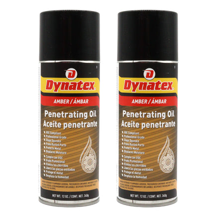Dynatex Penetrating Oil 12 oz Aerosol Can - Multi-Purpose, Loosens Rusted Parts, Protects Tools from Rust, Lubricates Metal Plastic Rubber (2-Pack)