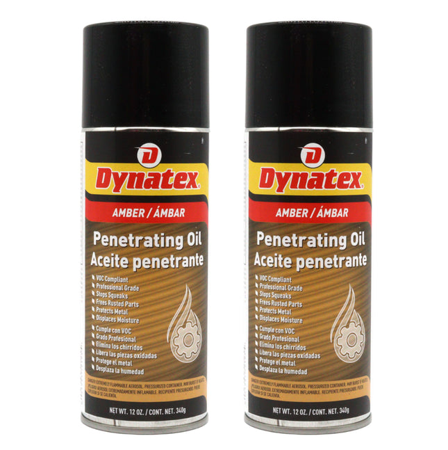 Dynatex Penetrating Oil 12 oz Aerosol Can - Multi-Purpose, Loosens Rusted Parts, Protects Tools from Rust, Lubricates Metal Plastic Rubber (2-Pack)