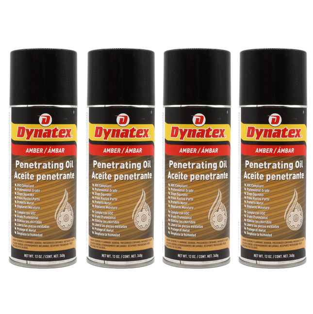 Dynatex Penetrating Oil 12 oz Aerosol Can - Multi-Purpose, Loosens Rusted Parts, Protects Tools from Rust, Lubricates Metal Plastic Rubber (4-Pack)