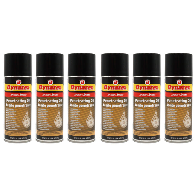 Dynatex Penetrating Oil 12 oz Aerosol Can - Multi-Purpose, Loosens Rusted Parts, Protects Tools from Rust, Lubricates Metal Plastic Rubber (6-Pack)