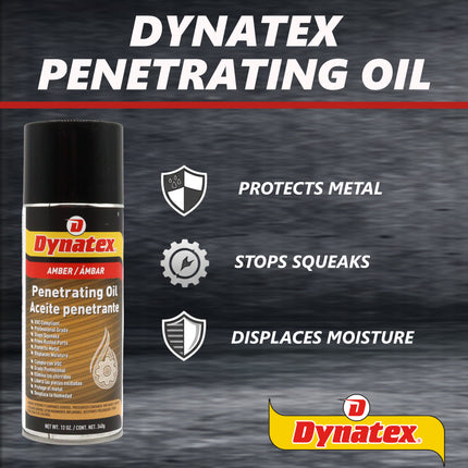 Dynatex Penetrating Oil 12 oz Aerosol Can - Multi-Purpose, Loosens Rusted Parts, Protects Tools from Rust, Lubricates Metal Plastic Rubber (8-Pack)