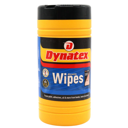 Dynatex Dual-Sided Abrasive Wipes 80 Count Canister - Textured & Smooth Sides, Removes Grease Tar Grime Adhesives Paints (Single)