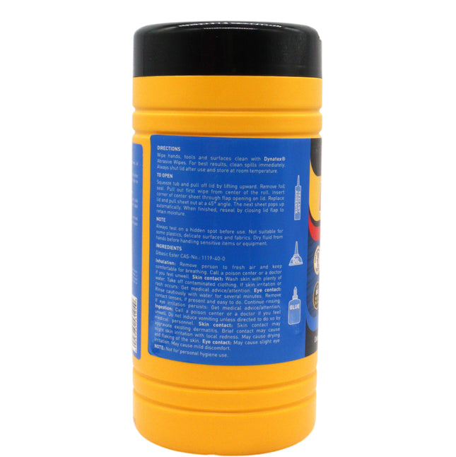 Dynatex Dual-Sided Abrasive Wipes 80 Count Canister - Textured & Smooth Sides, Removes Grease Tar Grime Adhesives Paints (Single)