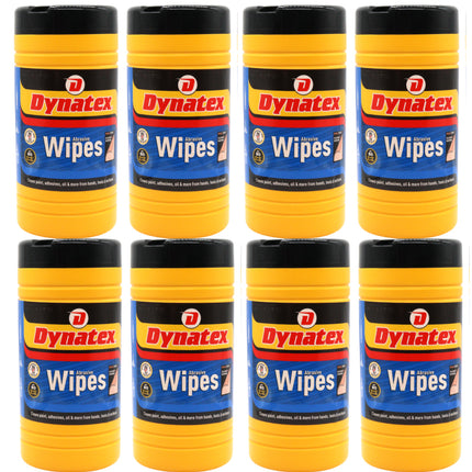 Dynatex Dual-Sided Abrasive Wipes 80 Count Canister - Textured & Smooth Sides, Removes Grease Tar Grime Adhesives Paints (8-Pack)