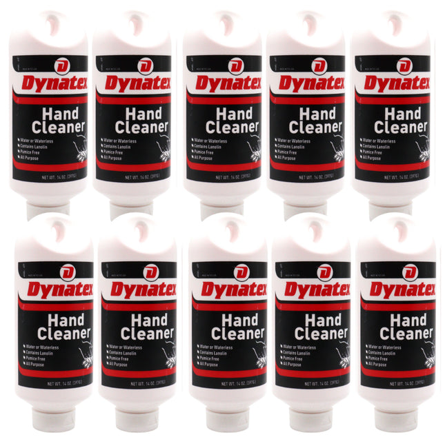 Dynatex Hand Cleaner 14 oz Tub - Gentle Waterless Formula, Removes Grease Grime Stains, Leaves Hands Clean & Conditioned (10-Pack)