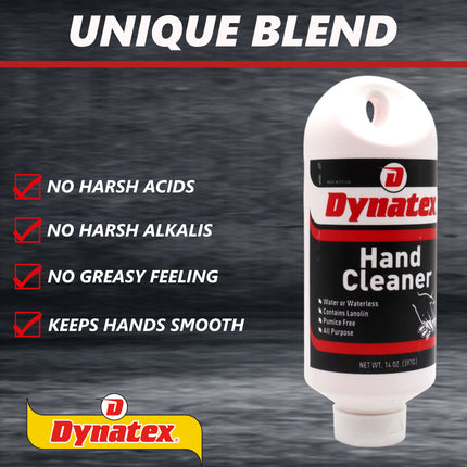 Dynatex Hand Cleaner 14 oz Tub - Gentle Waterless Formula, Removes Grease Grime Stains, Leaves Hands Clean & Conditioned (10-Pack)