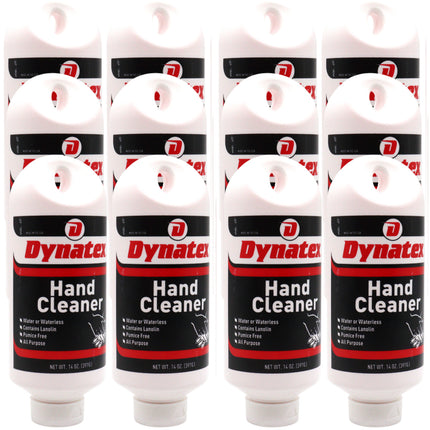 Dynatex Hand Cleaner 14 oz Tub - Gentle Waterless Formula, Removes Grease Grime Stains, Leaves Hands Clean & Conditioned (12-Pack)