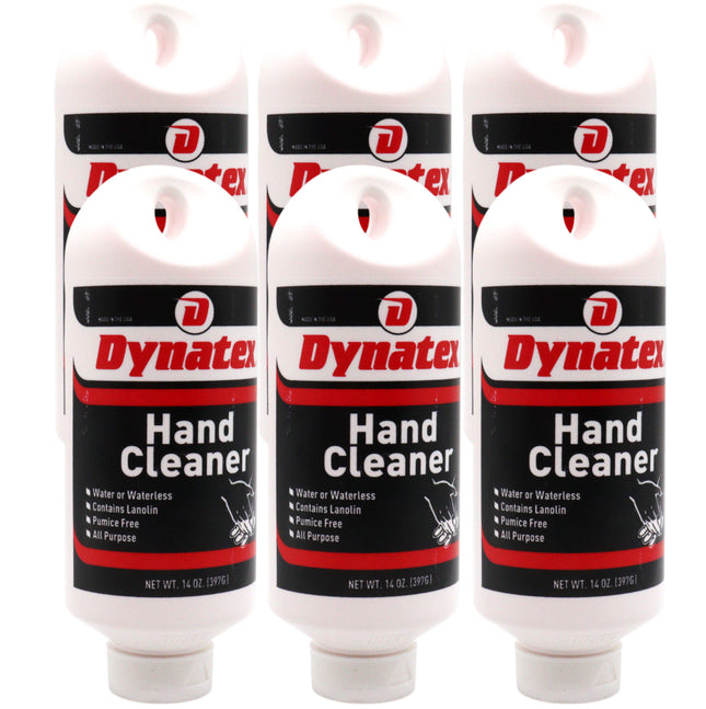 Dynatex Hand Cleaner 14 oz Tub - Gentle Waterless Formula, Removes Grease Grime Stains, Leaves Hands Clean & Conditioned (6-Pack)